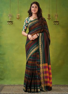 multi narayanpet woven cotton saree 3
