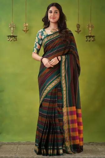 multi narayanpet woven cotton saree