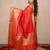 red silk blend linen saree