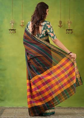 multi narayanpet woven cotton saree 4