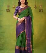 green narayanpet woven cotton saree
