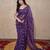 purple floral silk blend linen saree