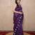 purple floral silk blend linen saree