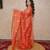 orange silk blend saree with leaf embroidery