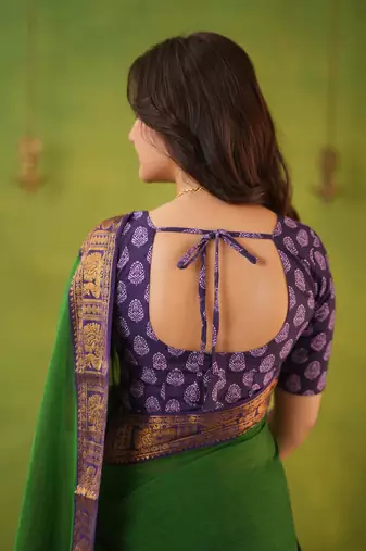 green narayanpet woven cotton saree