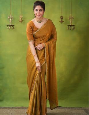 jimmy choo saree with hand work lace border blouse piece 1