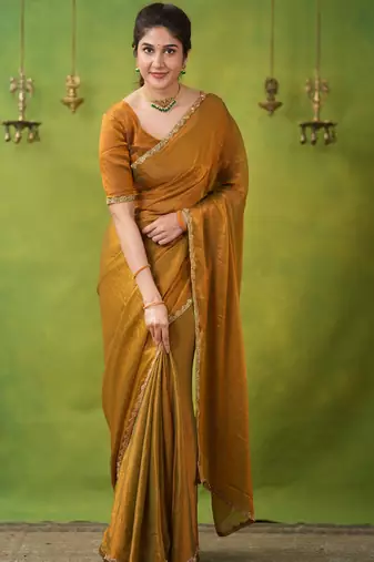 jimmy choo saree with hand work lace border blouse piece