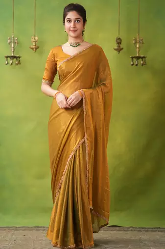 jimmy choo saree with hand work lace border blouse piece