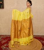 yellow saree with hand embroidery