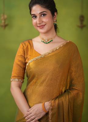 jimmy choo saree with hand work lace border blouse piece 5