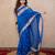 blue floral silk blend saree