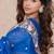 blue floral silk blend saree