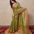 green zari linen  saree