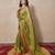 green zari linen  saree