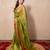 green zari linen  saree