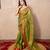 green zari linen  saree