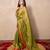 green zari linen  saree