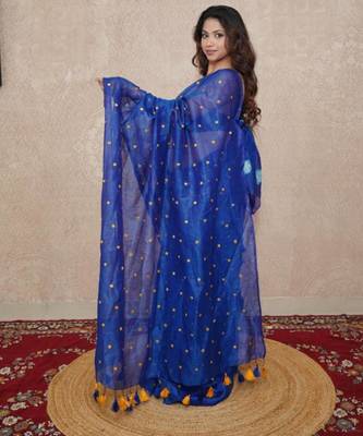 blue tikli work saree 2
