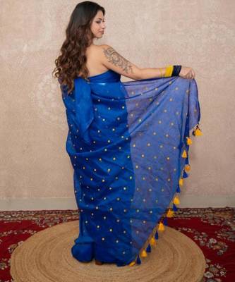 blue tikli work saree 3