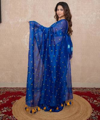 blue tikli work saree 5