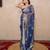 blue zari linen saree
