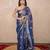 blue zari linen saree