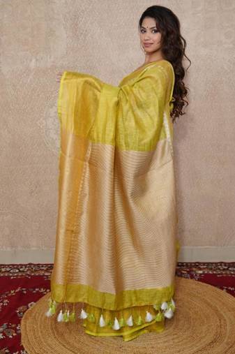 green zari saree with temple border