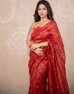 tikli work silk blend saree 3