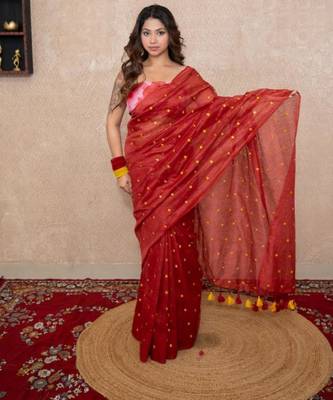 tikli work silk blend saree 4