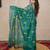 green silk blend saree with leaf embroidery