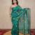 green silk blend saree with leaf embroidery