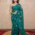 green silk blend saree with leaf embroidery