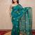 green silk blend saree with leaf embroidery