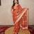 orange zari linen saree