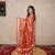 orange zari linen saree