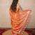 orange zari linen saree