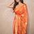 orange zari linen saree