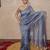 grey silk blend linen saree