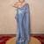 grey silk blend linen saree