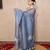 grey silk blend linen saree