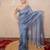 grey silk blend linen saree