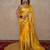 yellow silk blend linen saree