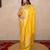 yellow silk blend linen saree
