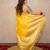 yellow silk blend linen saree