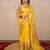 yellow silk blend linen saree