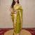 green floral silk blend saree