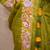green floral silk blend saree