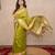 green floral silk blend saree