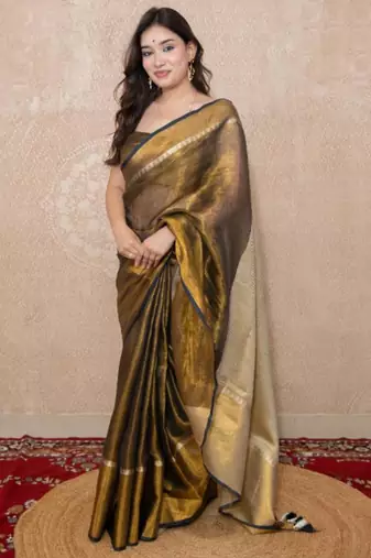 copper saree with temple border
