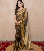 copper saree with temple border